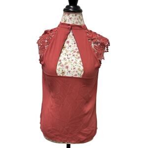 ❤️ Express S Red Lace Halter Top Cutout Boho Party Y2K Going Out Statement